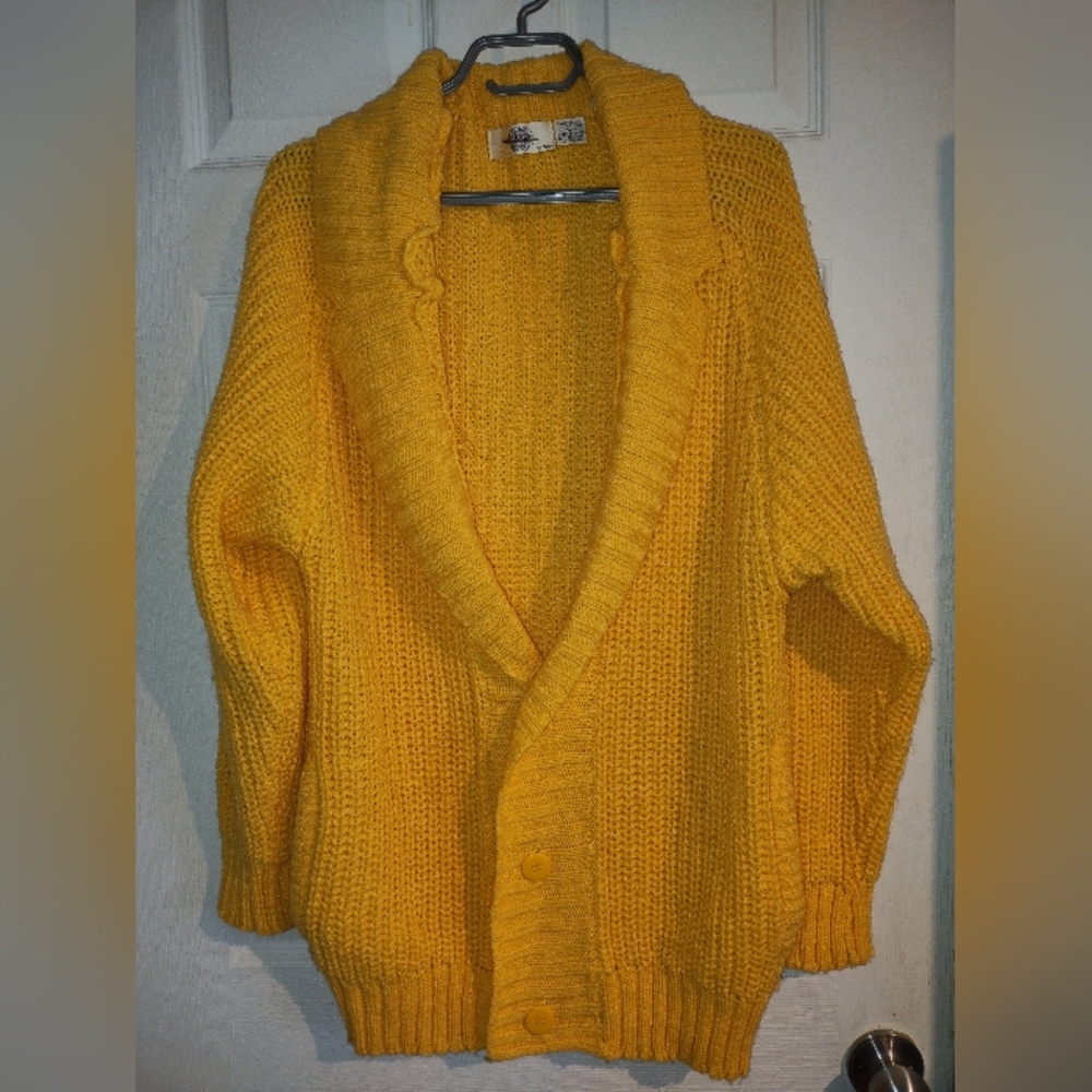 Yellow Knit Oversized Cardigan Made In Korea